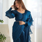 Lorenvalley Ready to wear Jimmy Choo Organza Fabric Border Lace Work Predrapped Saree - Swadesiicart