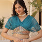 Lorenvalley Rama Russian Silk Rich Digital Printed With Foil Embroidery work Lehenga Choli | Swadesiicart
