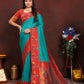 Lorenvalley Fashion Rama Soft Paithani Silk Woven Design Rich Zari Meenakari Weaving Saree - Swadesiicart