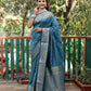 Lorenvalley Premium Bandhej Patola Silk Sarees with kanchi Borders and Contrast Zari Weaving borders Saree - Rama - Swadesiicart