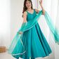 Lorenvalley Fashion Rama Pure Roman Silk Chanderi Fabric Yoke Fancy Lace Work Anarkali Kurta Pant With Dupatta Set - Swadesiicart