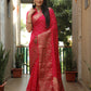 Lorenvalley Premium Pure Handmade Bandhej Kanjivaram silk saree with Zari Weaving Rich Pallu saree - Ranipink - Swadesiicart