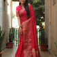Lorenvalley Premium Pure Handmade Bandhej Kanjivaram silk saree with Zari Weaving Rich Pallu saree - Ranipink - Swadesiicart