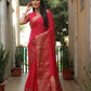 Lorenvalley Premium Pure Handmade Bandhej Kanjivaram silk saree with Zari Weaving Rich Pallu saree - Ranipink - Swadesiicart