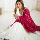 Lorenvalley White Vichitra Silk Fabric Fully Flared Anarkali Pant With Dupatta Set | Swadesiicart