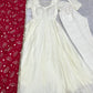 Lorenvalley White Vichitra Silk Fabric Fully Flared Anarkali Pant With Dupatta Set | Swadesiicart