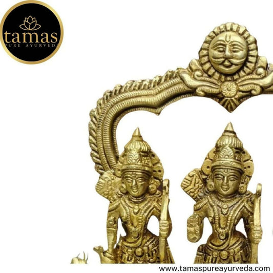 Tamas Brass Ram Darbar Statue | Ram Sita Laxman Hanuman | Golden - Swadesiicart