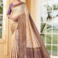 Vedant Vastram Litchi Silk Designer Banarasi Saree - Cream | Swadesiicart