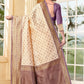 Vedant Vastram Litchi Silk Designer Banarasi Saree - Cream | Swadesiicart