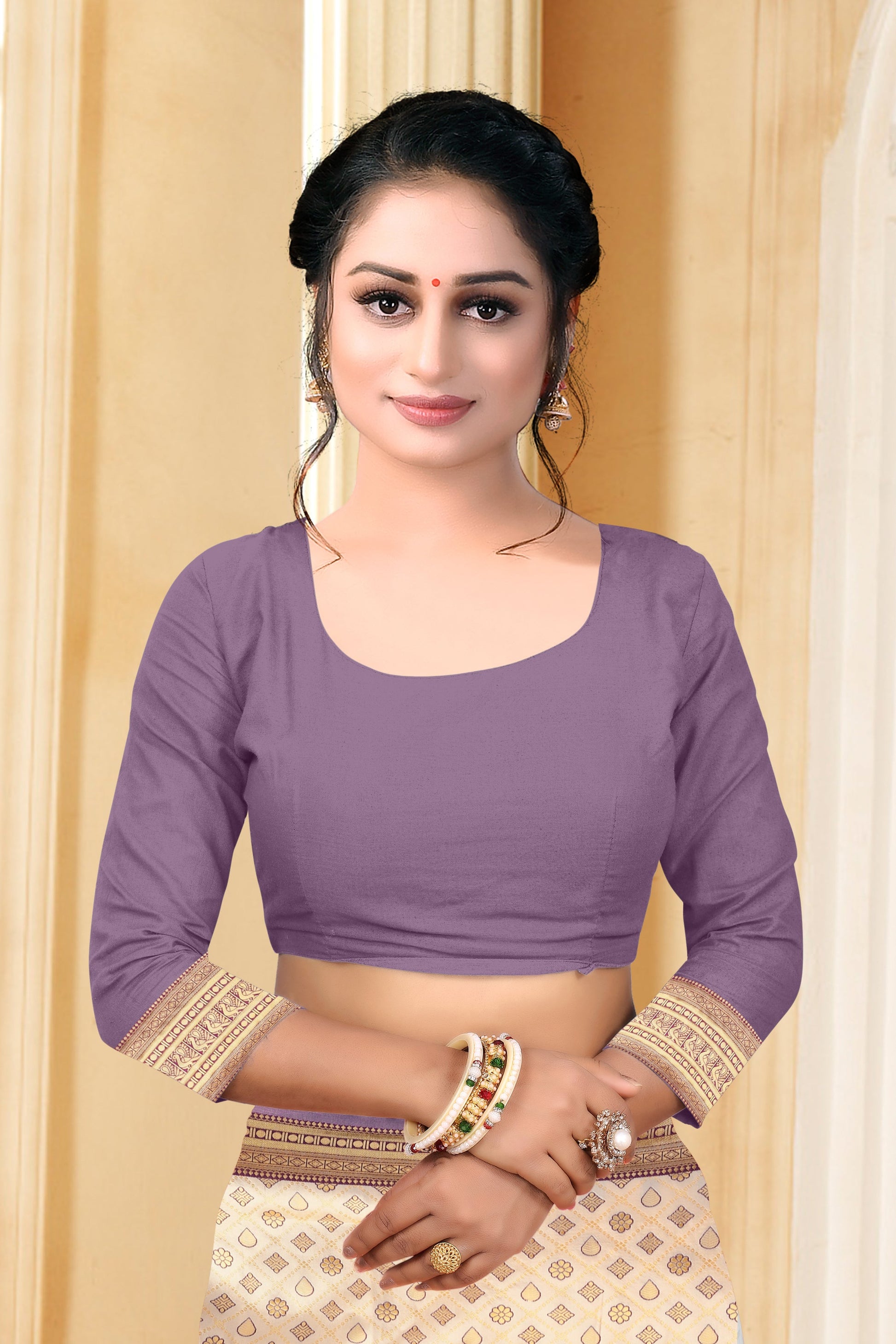 Vedant Vastram Litchi Silk Designer Banarasi Saree - Cream | Swadesiicart