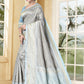 Vedant Vastram Litchi Silk Designer Banarasi Saree - Grey | Swadesiicart