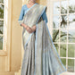 Vedant Vastram Litchi Silk Designer Banarasi Saree - Grey | Swadesiicart