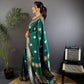 Joban Fashion Banarasi Dusty Teal Woven Soft Silk Saree | Swadesiicart