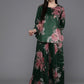 Ahalyaa Women Floral Printed Velvet Tunic with Palazzos - Green Color | Swadesiicart