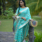 Vishnu Weaves Women's Firozi Organza Silk Zari Woven Saree with Blouse - Swadesiicart