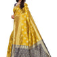 Vamika Banarasi Jacquard Weaving Yellow Saree (Dangal Yellow) | Swadesiicart