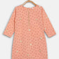 Ahalyaa Peach Crepe Gold Printed Kids Kurta Sets With Dupatta For Girls | Swadesiicart