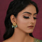 Mint Stone Kundan Earrings (Gold) - Ruby Raang - Ruby Raang Studio