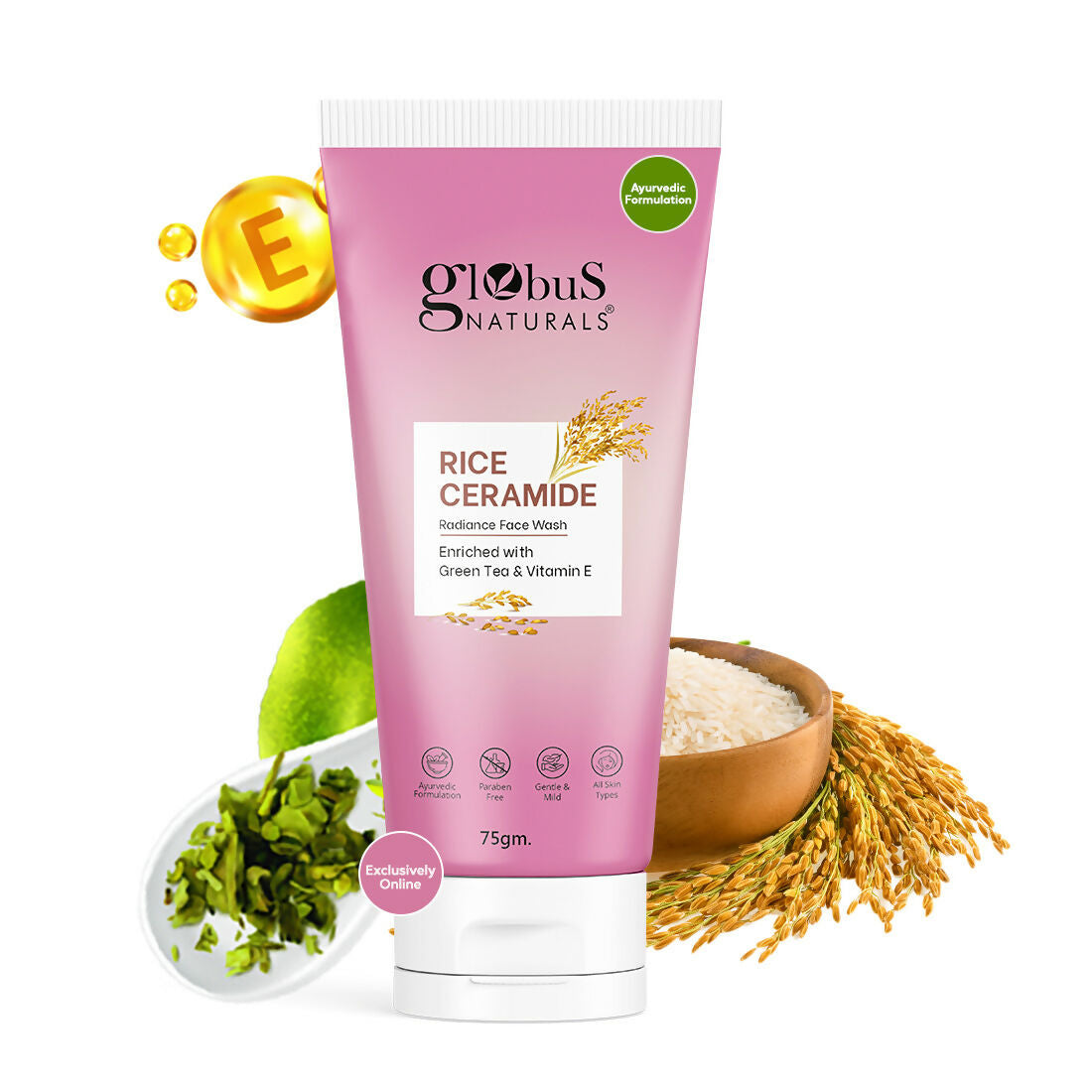 Globus Naturals Rice Ceramide Face Wash | Swadesiicart