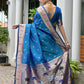 Vishnu Weaves Women's Rama Paithani Silk Zari Woven Saree with Blouse - Swadesiicart