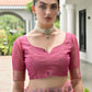 Vishnu Weaves Women's Pink Muga Cotton Thread Weaving Saree with Blouse - Swadesiicart