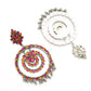 Mominos Fashion Johar Kamal Women's Pink & Orange Kundan Circles Earrings - Swadesiicart