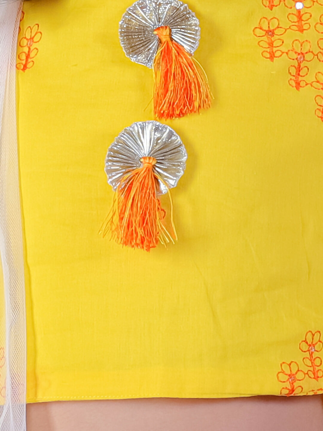 Lil Drama Festive Girls White Lehanga and Yellow Choli with Dupatta Ethnic Set | Swadesiicart