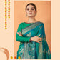 Blue Kanjivaram two tone Silk Woven Design Saree With Unstitched Blouse Piece - Norita Royal Pradha