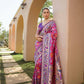 Vishnu Weaves Women's Rani Pink Paithani Silk Zari Woven Saree with Unstitched Blouse - Swadesiicart