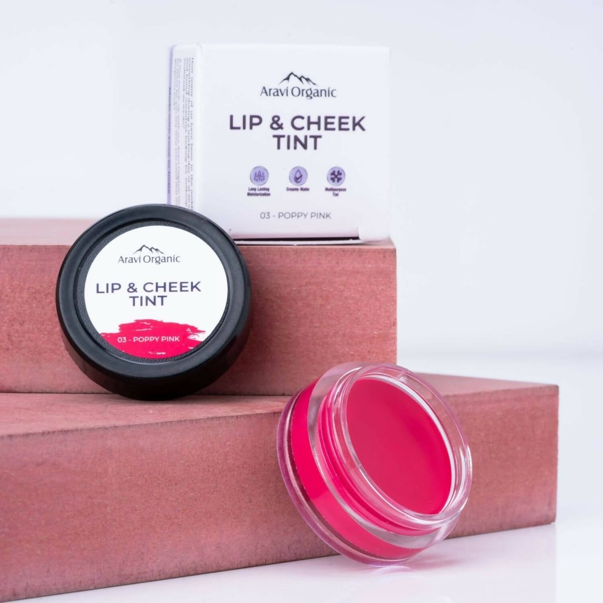 Aravi Organic Everyday Vegan Lip and Cheek Tint Balm Lip Tint - Poppy Pink | Swadesiicart