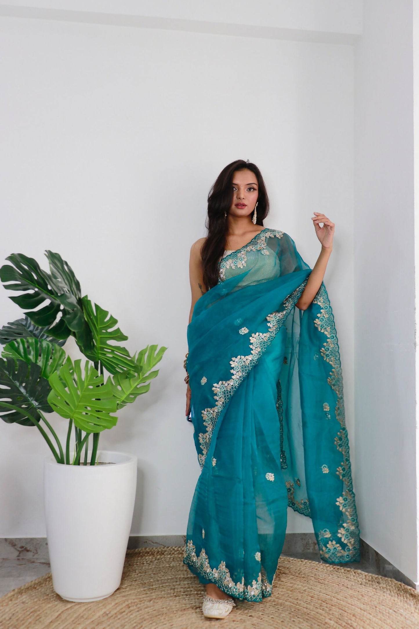 Vamsee Meera Rama Organza Saree - Swadesiicart
