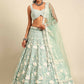 House of Panchhi Sea Green Chinon Sequins and Zarkan embroidery Lehenga choli & Dupatta | Swadesiicart
