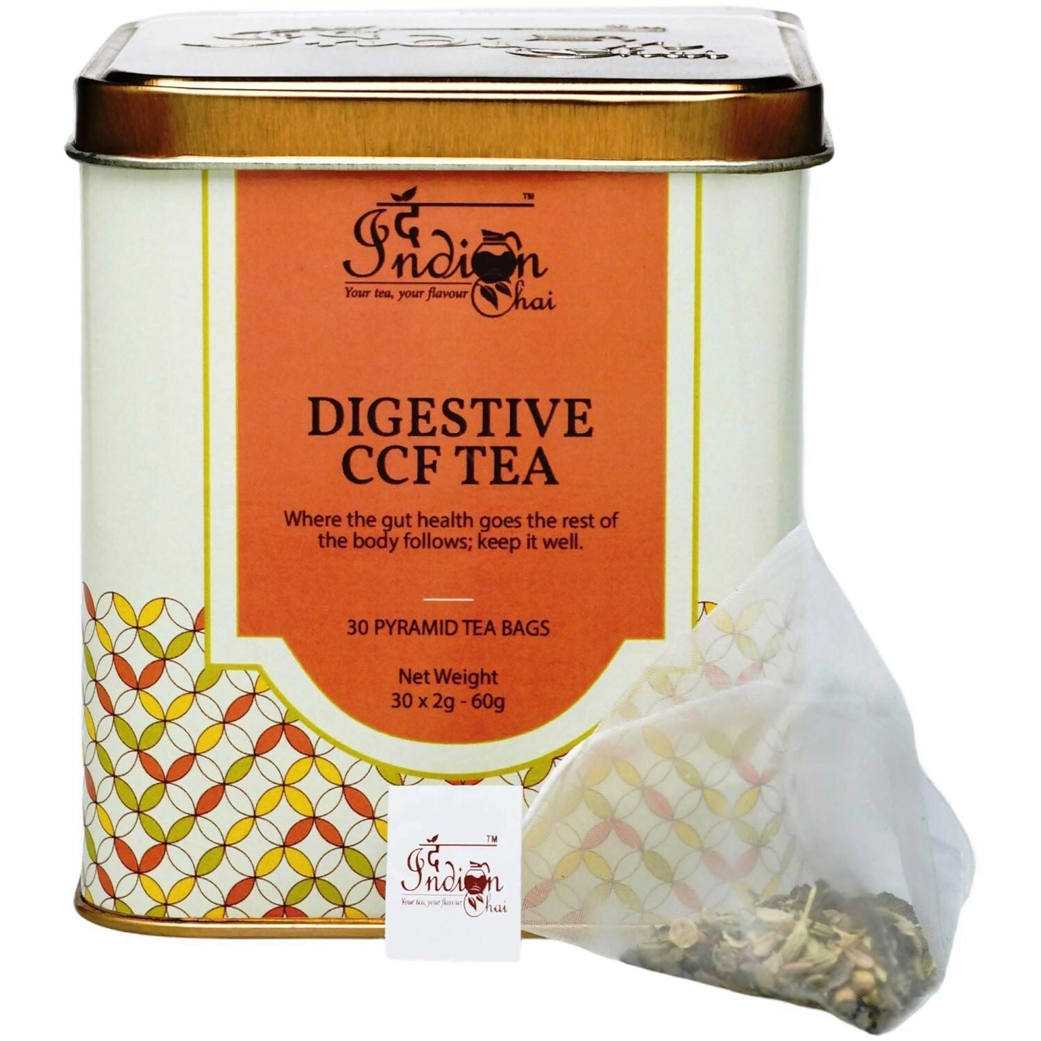 The Indian Chai - Digestive CCF Tea 30 Pyramid Tea Bags | Swadesiicart