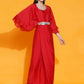 Women Republic Red Georgette Gown With Embellished Belt | Swadesiicart