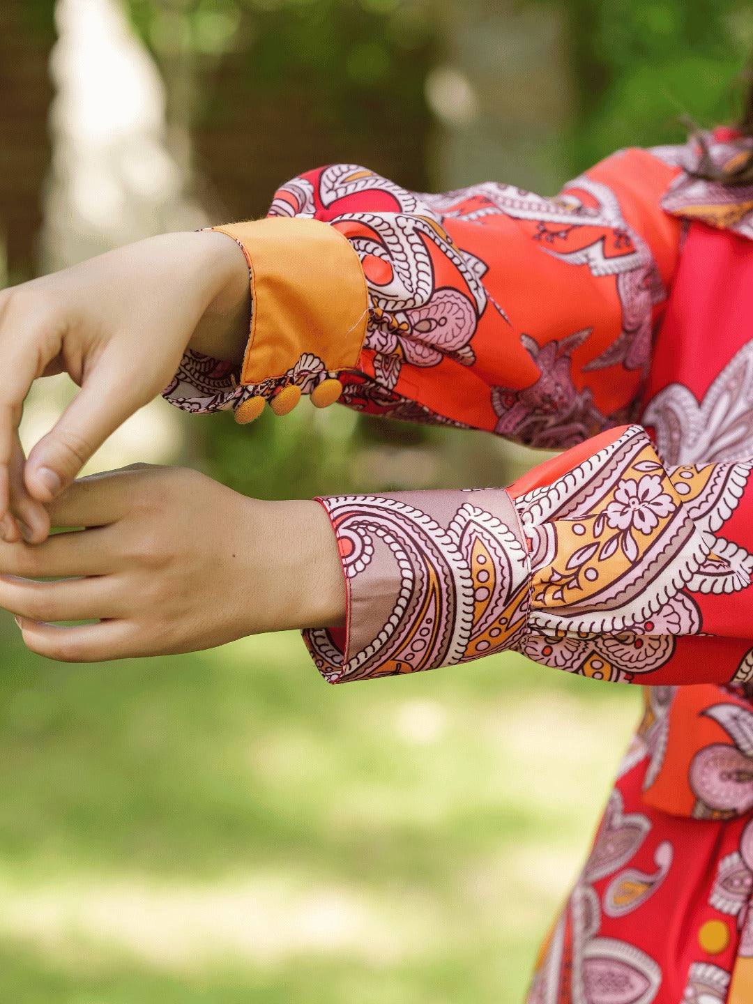 Yufta Red And Yellow Printed Satin Co-Ords - Swadesiicart