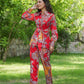 Yufta Red And Yellow Printed Satin Co-Ords - Swadesiicart