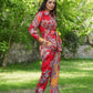 Yufta Red And Yellow Printed Satin Co-Ords - Swadesiicart