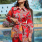 Yufta Red And Yellow Printed Satin Co-Ords - Swadesiicart