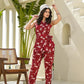 Yufta Red Cotton Floral Print Comes With A Belt Co-Ord Set - Swadesiicart