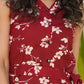 Yufta Red Cotton Floral Print Comes With A Belt Co-Ord Set - Swadesiicart