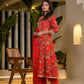 Yufta Red Dori Embroidery Voile Anarkali Kurta With Trousers With Dupatta Set - Swadesiicart