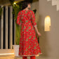 Yufta Red Dori Embroidery Voile Anarkali Kurta With Trousers With Dupatta Set - Swadesiicart