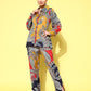 Yufta Red Paisley Printed Satin Co-Ords - Swadesiicart