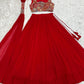 Lorenvalley Red Faux Georgette Stitched Lehenga Embroidery Blouse with Dupatta | Swadesiicart