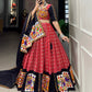 Lorenvalley Red Pure Cotton Lehenga Choli Embellishes With Gamthi Work And Mirror Work Touch Up To Make Everyone Feel The Stories Of Navratri Traditions | Swadesiicart