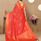 Lorenvalley Fashion Red Soft Silk Copper Zari weaving Design Saree - Swadesiicart