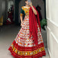 Lorenvalley Red Dola Silk and Cotton with Patola Print With Foil Work And Original Mirror Gamthi Lace Lehenga Choli | Swadesiicart