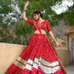 Lorenvalley Red Pure Rayon with Foil Printed With Gota Patti And Paper Mirror Work Lehenga Choli | Swadesiicart