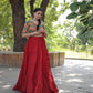 Lorenvalley Red Premium Rayon Lehenga with Georgette Embroidered Traditional Thread work Choli | Swadesiicart