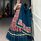 Lorenvalley Red Dola Silk and Rayon with Printed With Foil Work And Lace Touch Up Lehenga Choli | Swadesiicart